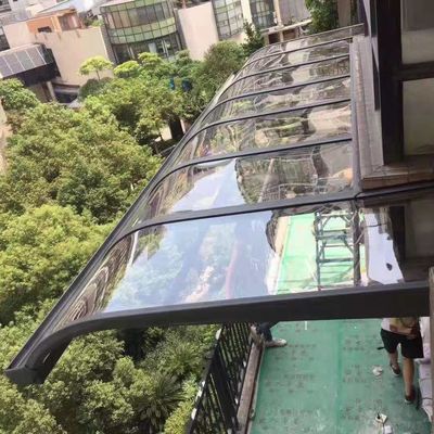 Bom preço. Casterizado preto branco cinza PC revestido resistente a impactos de vários tamanhos moldura de alumínio toldos de policarbonato on-line