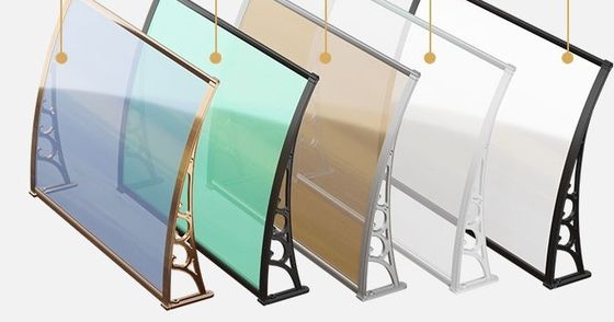 Telhado de vidro de policarbonato DIY Canopy com suporte preto branco ou cinza