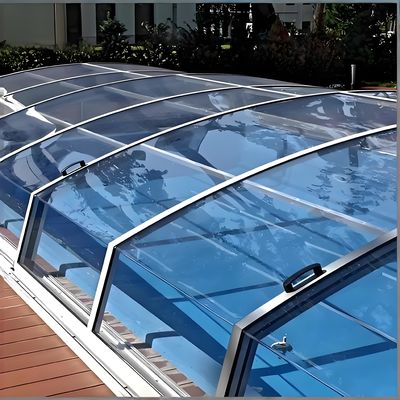 Painel de revestimento de piscina de policarbonato flexível e leve de 16 mm para cobertura rápida de piscina interior