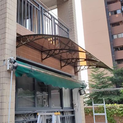 Proteja sua porta e área de entrada com suporte de alumínio Bronce Policarbonato PC chapa sólida Canopy forte resistente a impactos e UV-resistente